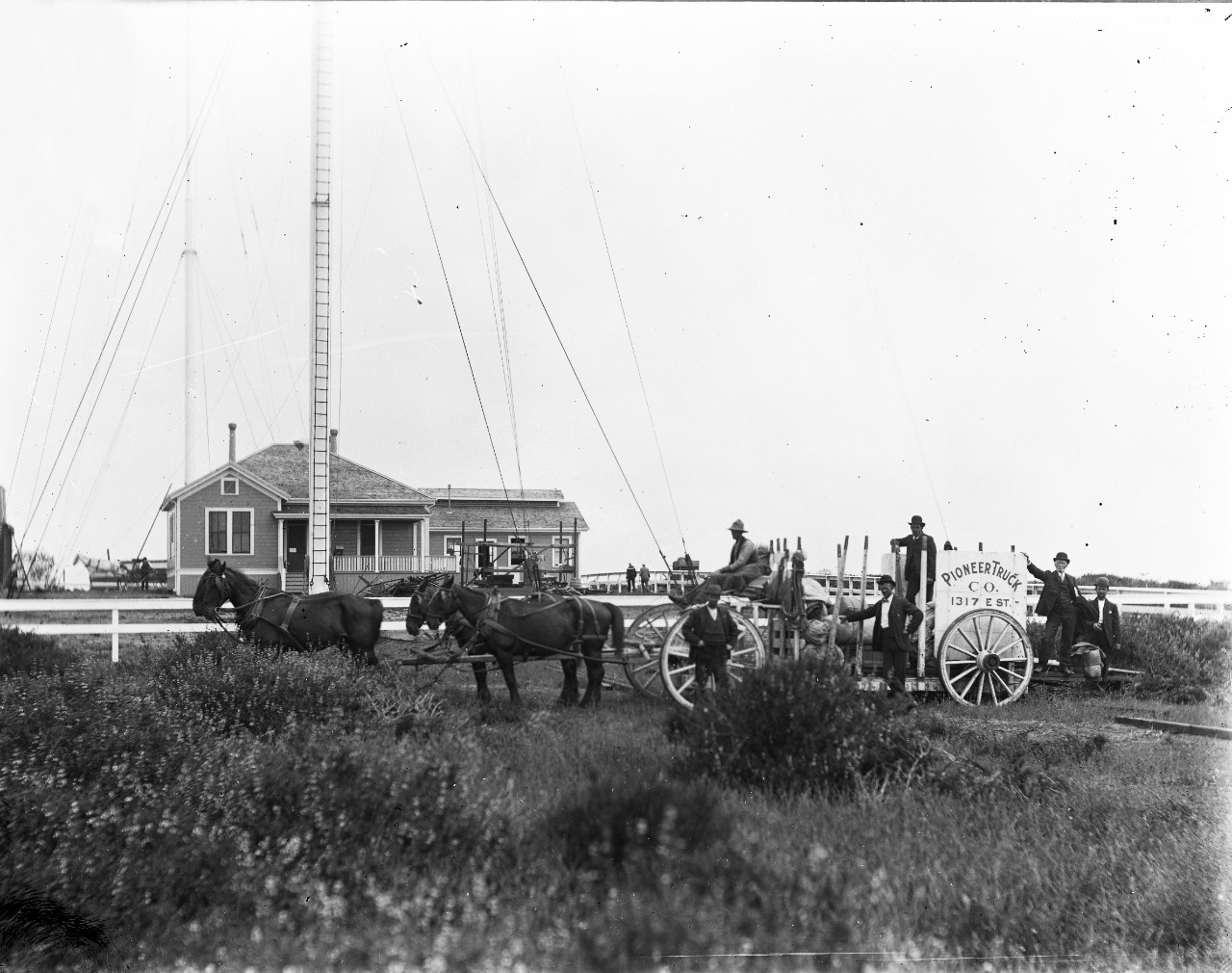 <p>Horses and wagon at the Point Loma (San Diego) Naval Radio Station, 1906. Image is from the UG 21, US Naval California Radio Station Collection.</p>
