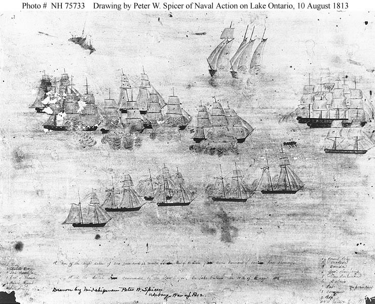 Photo #: NH 75733 Naval Action on Lake Ontario, 10 August 1813
