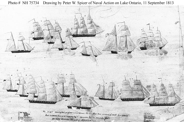 Photo #: NH 75734 Naval Action on Lake Ontario, 11 September 1813
