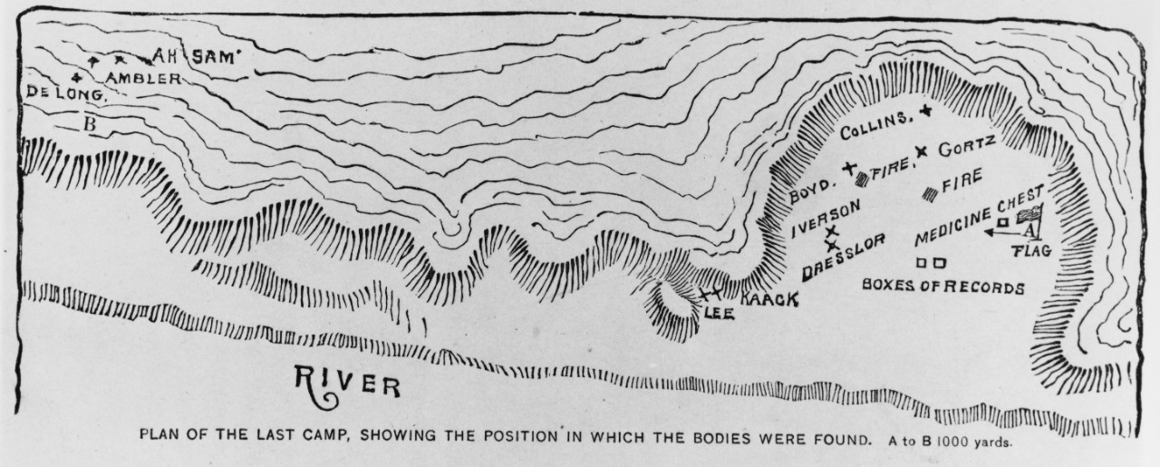 Photo #: NH 92152  Plan of the Last Camp, Showing the Position in which the Bodies were Found