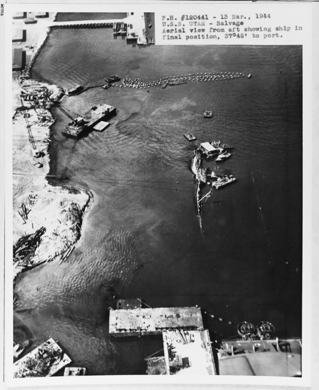 Photo #: NH 64302  Salvage of USS Utah (AG-16), 1943-44