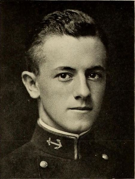 Portrait of Clarence Lee Conner Atkeson, Jr., a Caucasian young adult male in a midshipman's uniform, anchor on collar visible on left side of picture. Picture taken from the 1922 U.S. Naval Academy's yearbook, "Lucky Bag", page 300.