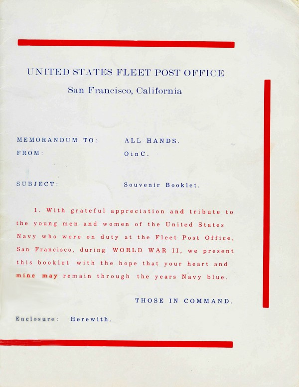 United States Navy Fleet Post Office, San Francisco Souvenir Book